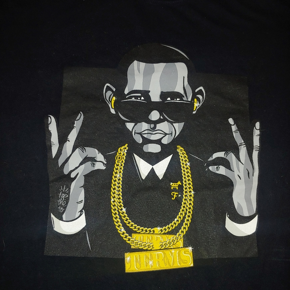 Filthy ❇ obama 2 term crewneck black t-shirt L